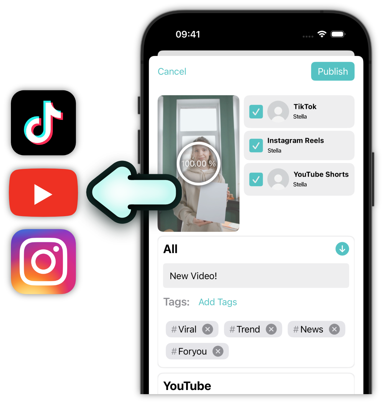 Post across TikTok, Instagram & YouTube